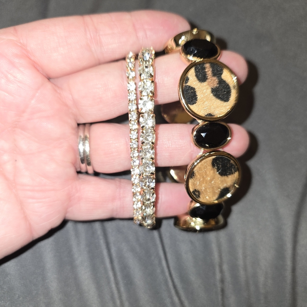 Paparazzi Gold and Black Leopard Bracelet Set (3 Bracelets)